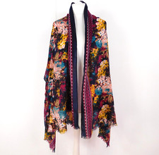 Navy Sheer Floral Pashmina