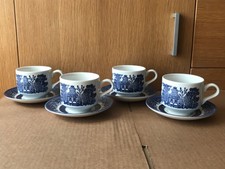 Churchill Willow Coffee Cup and Saucer x4