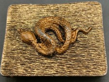 ? Vintage Brass Snake Belt Buckle – Textured Gold Finish – 1970s Style