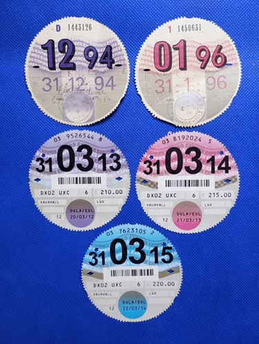 Old vehicle tax discs - old,