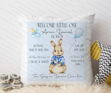 Bunny Birth Stats Cushion new