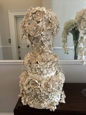 Handcrafted 30" Luxury Faux Wedding Cake with Sugar Flowers – Display Piece