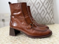 Hispanitas Women's Ankle Boots Tan Leather Size EU41 Uk 7.5 to 8 New