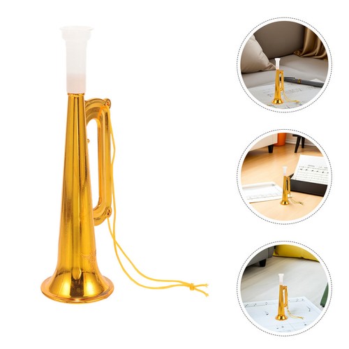 Golden plastic trumpet toy - golden,