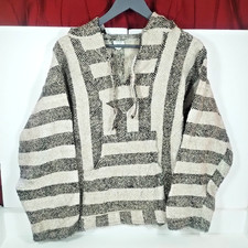 Rosy Mexican Baja Beige Brown Medium Hoodie Hippy Surf BeachWear Jumper Festival