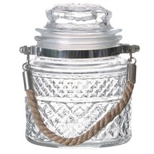 Glass Storage Jar with Handle Airtight Container Food Sweet Biscuit Preserve Jar