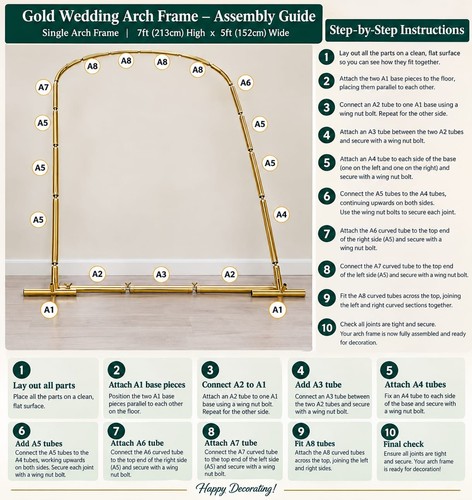 Gold metal arch backdrop - gold,