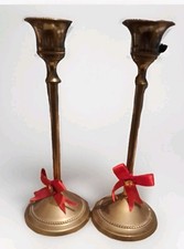VINTAGE BRASS CANDLESTICKS PAIR 8" TALL