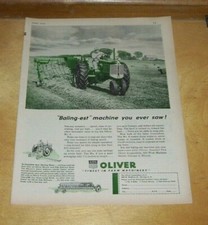 ORIGINAL OLIVER 77 TRACTOR No.8 BALER ADVERT FARM JOURNAL (USA) MAGAZINE 1952