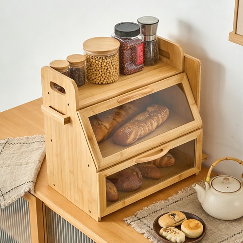 Tier bamboo bread bin - bamboo,