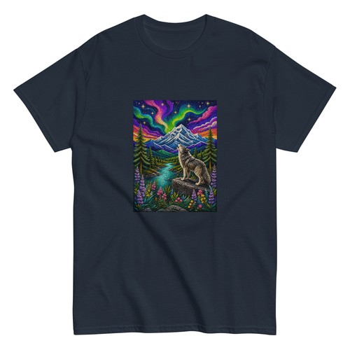 Wolf howling under aurora sky - howling,
