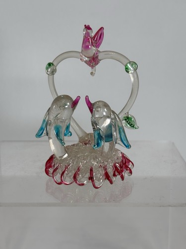 Vintage spun glass dolphins - glass, &