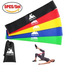 Resistance Bands Loop Set Exercise Sports Fitness Home Gym Yoga Latex Set of 5