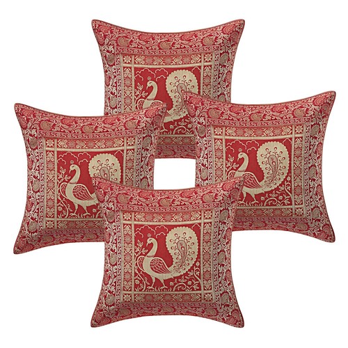 Red cushion cover brocade - red,