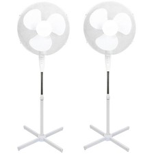 2x 16" White Oscillating Pedestal Fan 3 Speed Free Standing Cooling  Fan