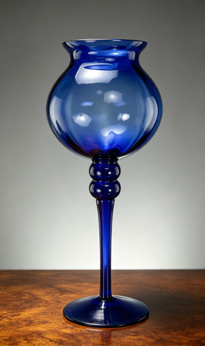 Hand blown cobalt blue tulip - cobalt,