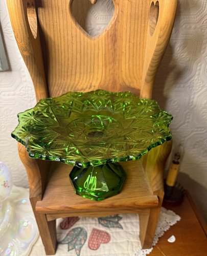 Vintage green pressed - pressed, glass