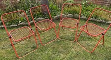 Set of 4 Talin Italian Vintage Metal Folding Chairs 80’s