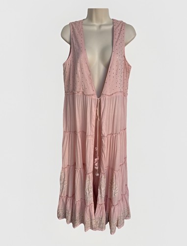Boho pink duster maxi dress - pink,