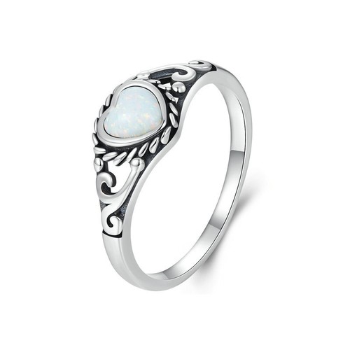 Opal ring vintage love heart - opal,