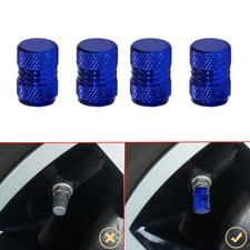 4x Blue Tyre Valve Alloy Dust