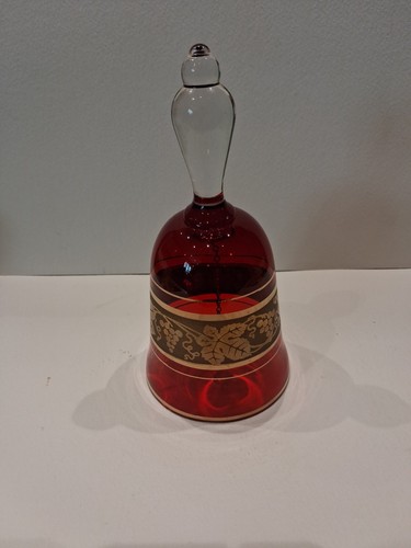 Red bohemian glass bell - glass,