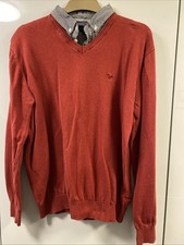 Men's Next reddish V-Neck Mock Shirt Jumper Large