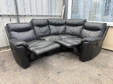 Black Leather Reclining Corner Sofa