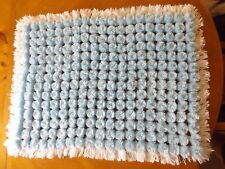 BRAND NEW BABY HAND MADE POMPOM BLANKET VARIOUS COLOURS WITH FRINGE 22 X 30"