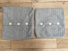 2x John Lewis grey wool cushion covers (jumper style with buttons) - 15/16"