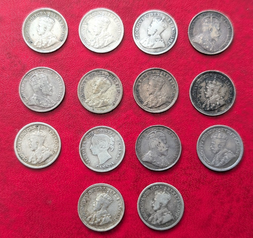 Lot x14 old canada silver - canada,