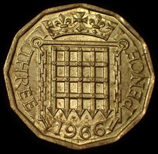 UK Three 3 Pence 1966