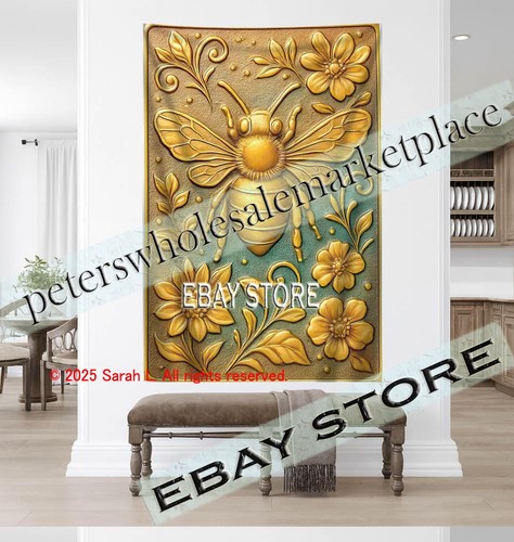 Bee floral tapestry sunflower - bee,