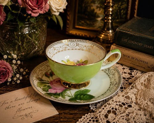 Grace teaware green - green, rose