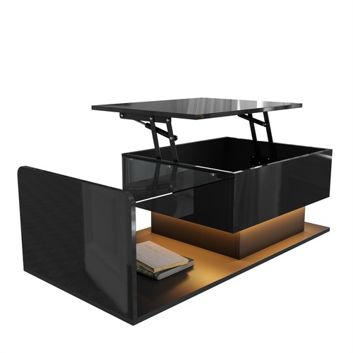 Coffee table with lift top - coffee, up