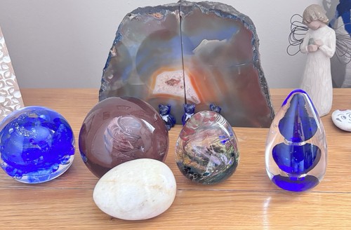 Glass paperweights plus onyx - paperweights,