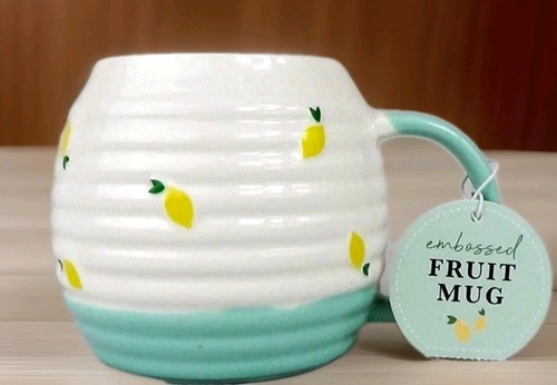 Lemon embossed fruit mug gift - embossed, mug,