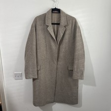 AllSaints Sancia Lotto Stand Up Collar Wool Coat Light Gray Size Medium M
