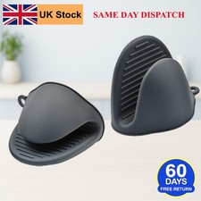 1-2 PCS Grey Silicone Pot Oven Holder Mitt Cooking Heat Resistant Thick Glove UK