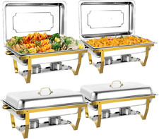 Chafing Dishes for Buffet 4 Pack, 8QT Stainless Steel Chafing Dish Buffet Set, E