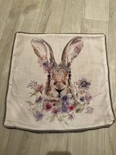 Evans Lichfield Rabbit / Hare & Floral Cushion Cover - Tartan Back ?