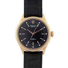 Rolex 50605RBR Cellini Time 18k Black Diamond Dial 39mm 2015