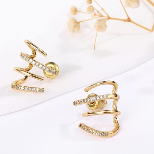 Claw earrings cuff - earrings, cz