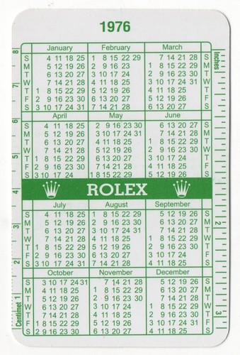 Rolex 1976 1977 green calendar - rolex,