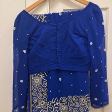womens saree royal blue with