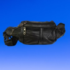 Black leather bum bag - black,
