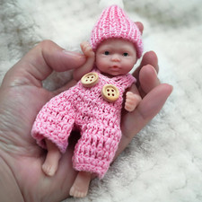 Mini Reborn Baby Dolls Sleeping Silicone Full Body Girl 4.5 Inch Miniature Babie