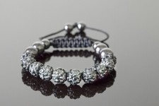 Shamballa Bracelet Black Hematite Rhinestone Length Adjustable Women Men B461