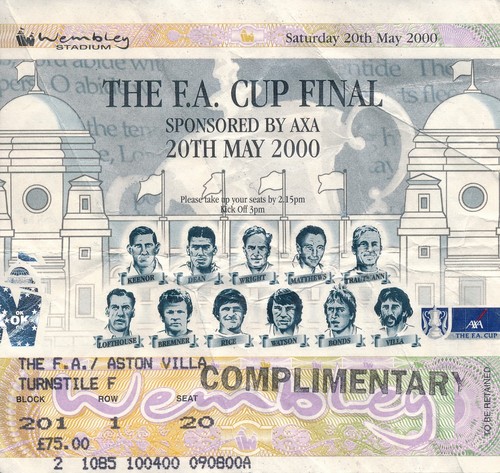 Ticket cup final 2000 - fa,