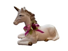 Vintage Ceramic Unicorn With Floral Details